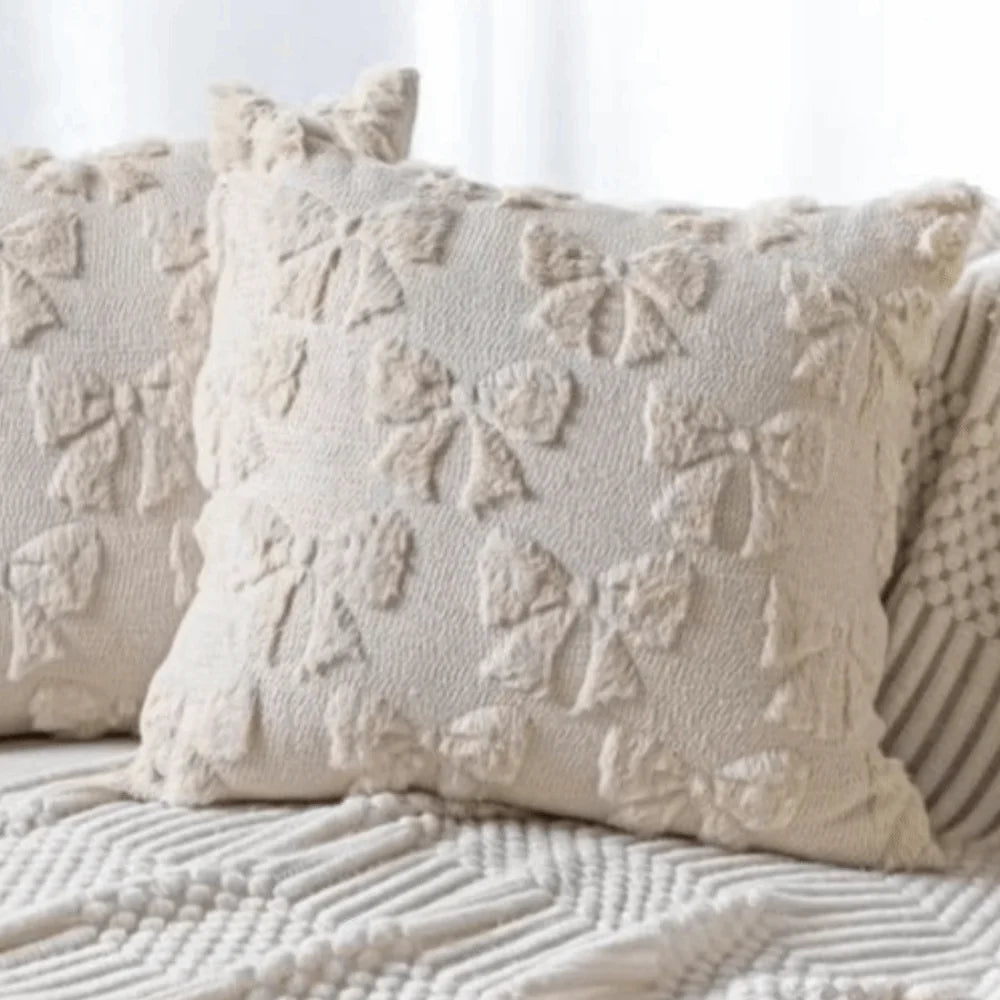 Bunny Bow & Daisy Plush Pillow Cover
