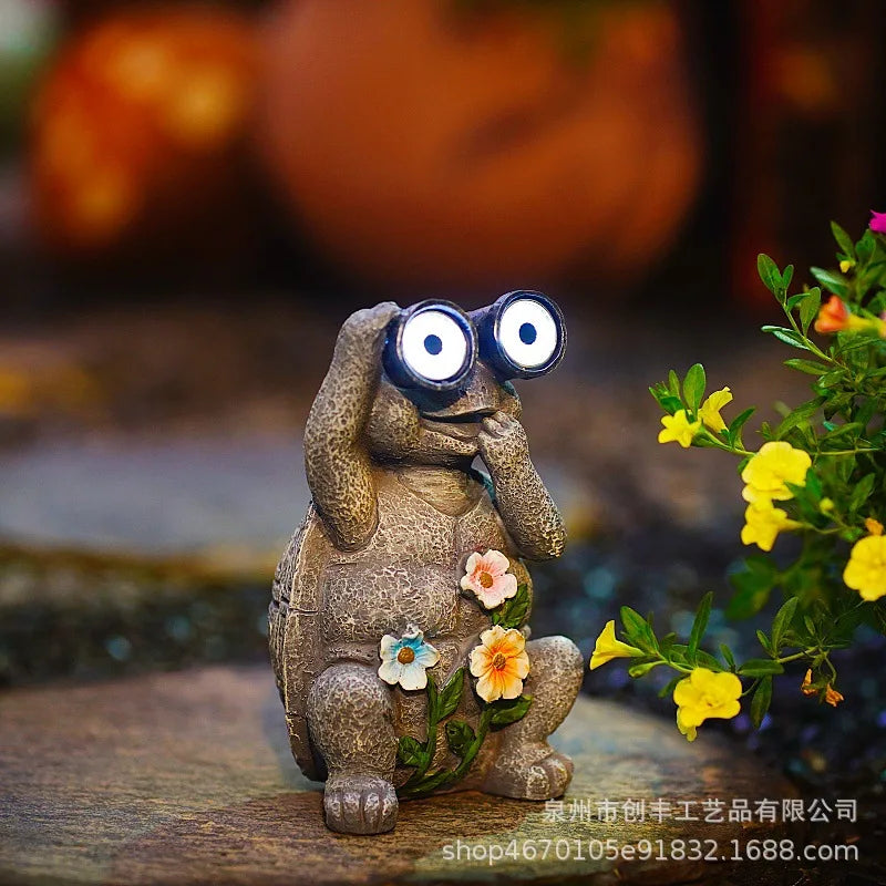 Solar Turtle Garden Statue