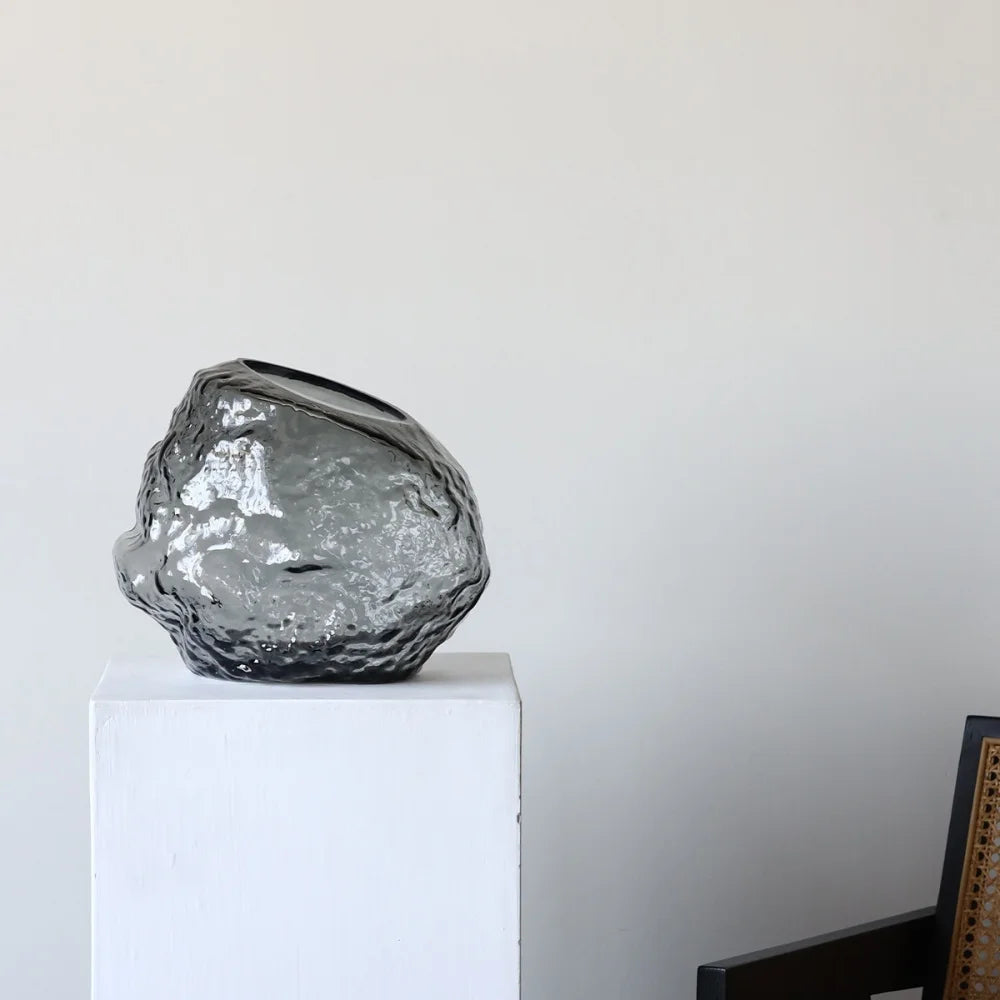 Rock-Textured Nordic Glass Vase