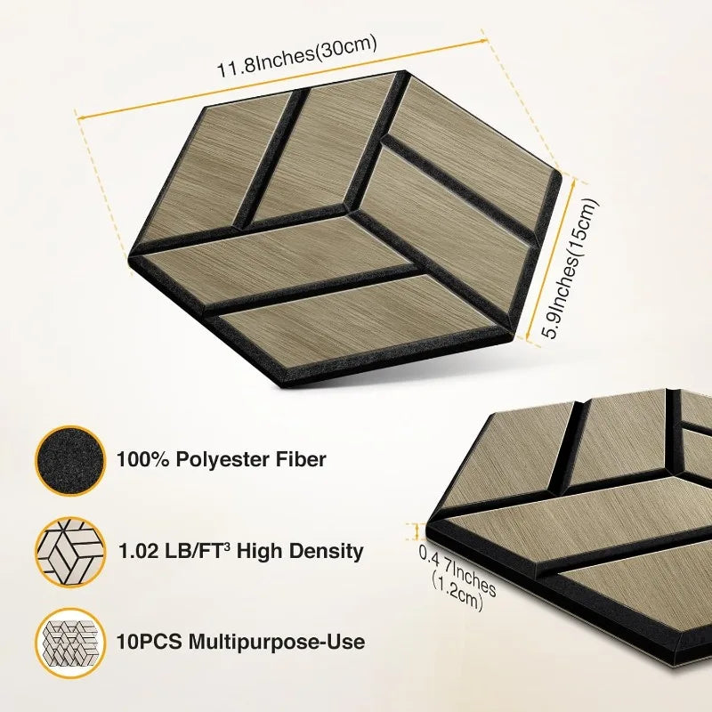 Wood-Grain Hexagonal Acoustic Panels