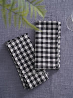 Set of 10 Gingham Cotton Napkins 42x42cm Reusable Check Cloth Napkin for Wedding Christmas Dinner Party Banquet Home Table Decor