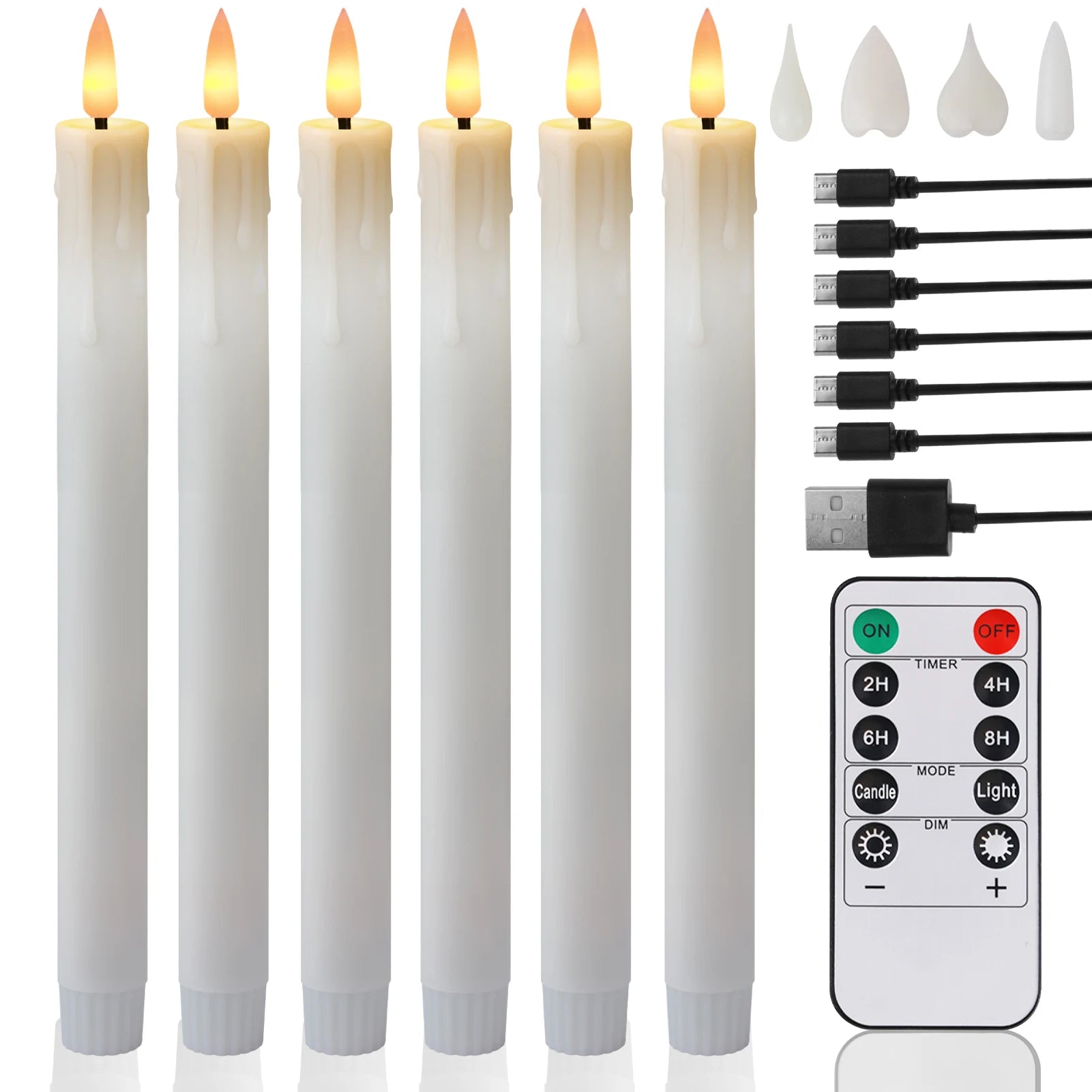 Flameless Taper Candle Set with Remote & Timer