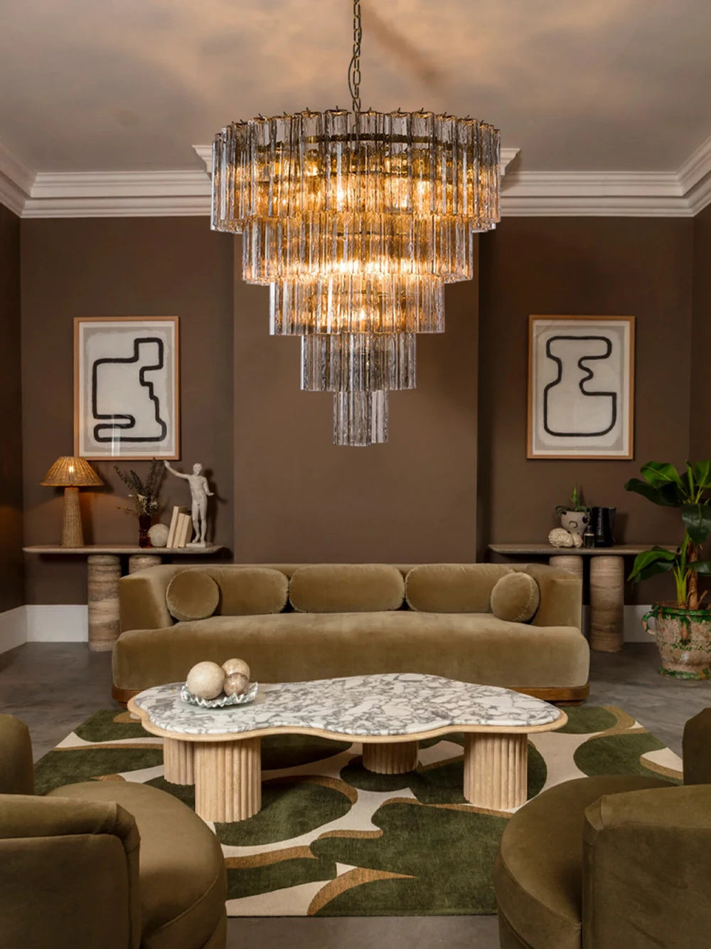 Art Glass Dimmable LED Chandelier