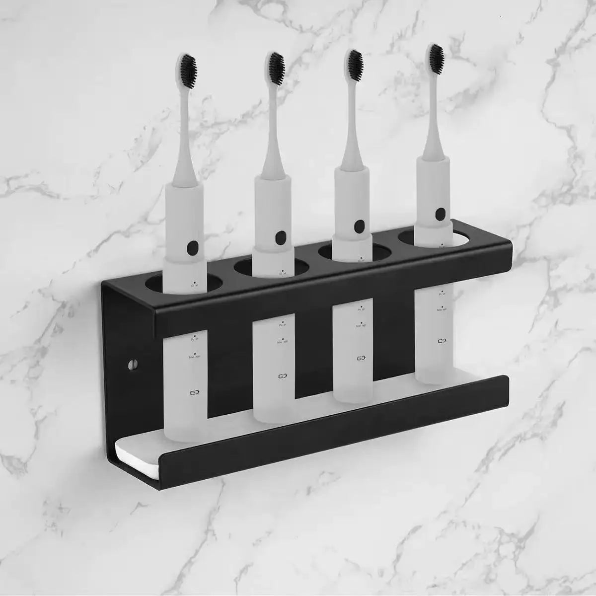 Toothbrush Holder Wall Mounted No Drill Bathroom Storage Rack with Mouthwash Cup Organizer for Electric Toothbru