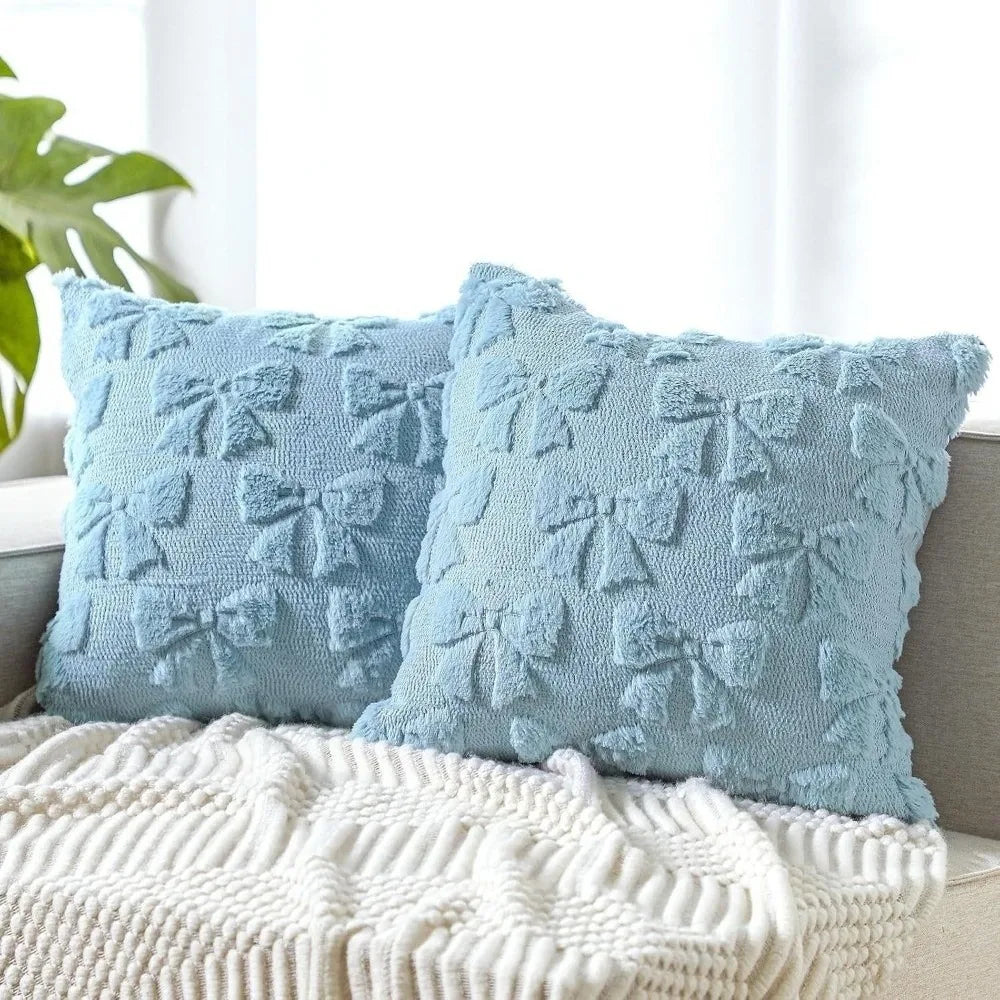 Bunny Bow & Daisy Plush Pillow Cover