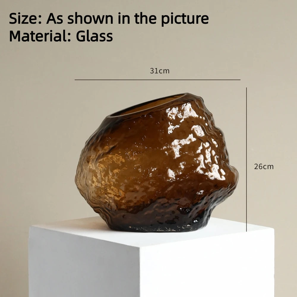 Rock-Textured Nordic Glass Vase