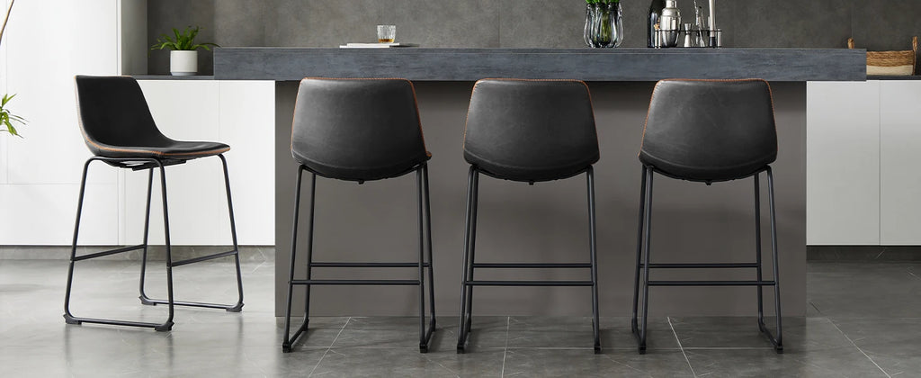 Set of 2 PU Leather Counter Stools