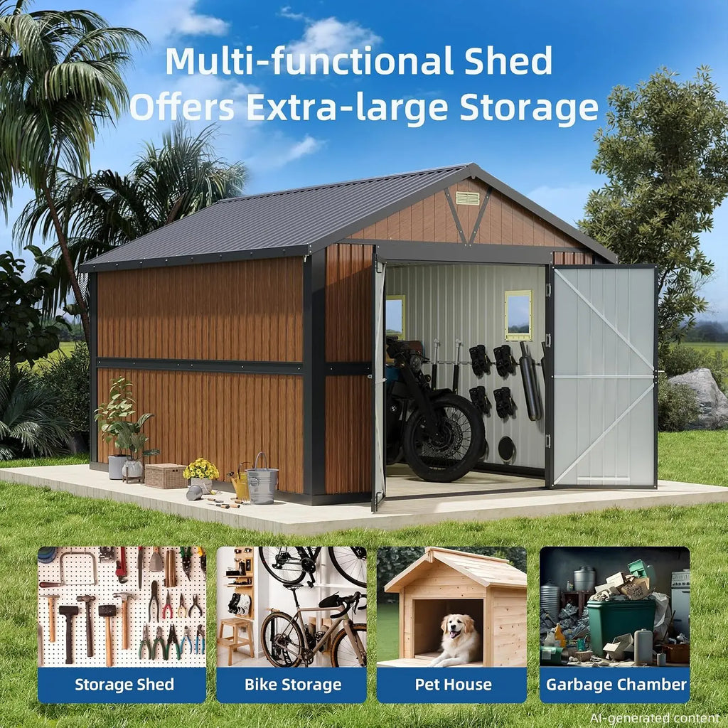 Outdoor Metal Large Storage Shed