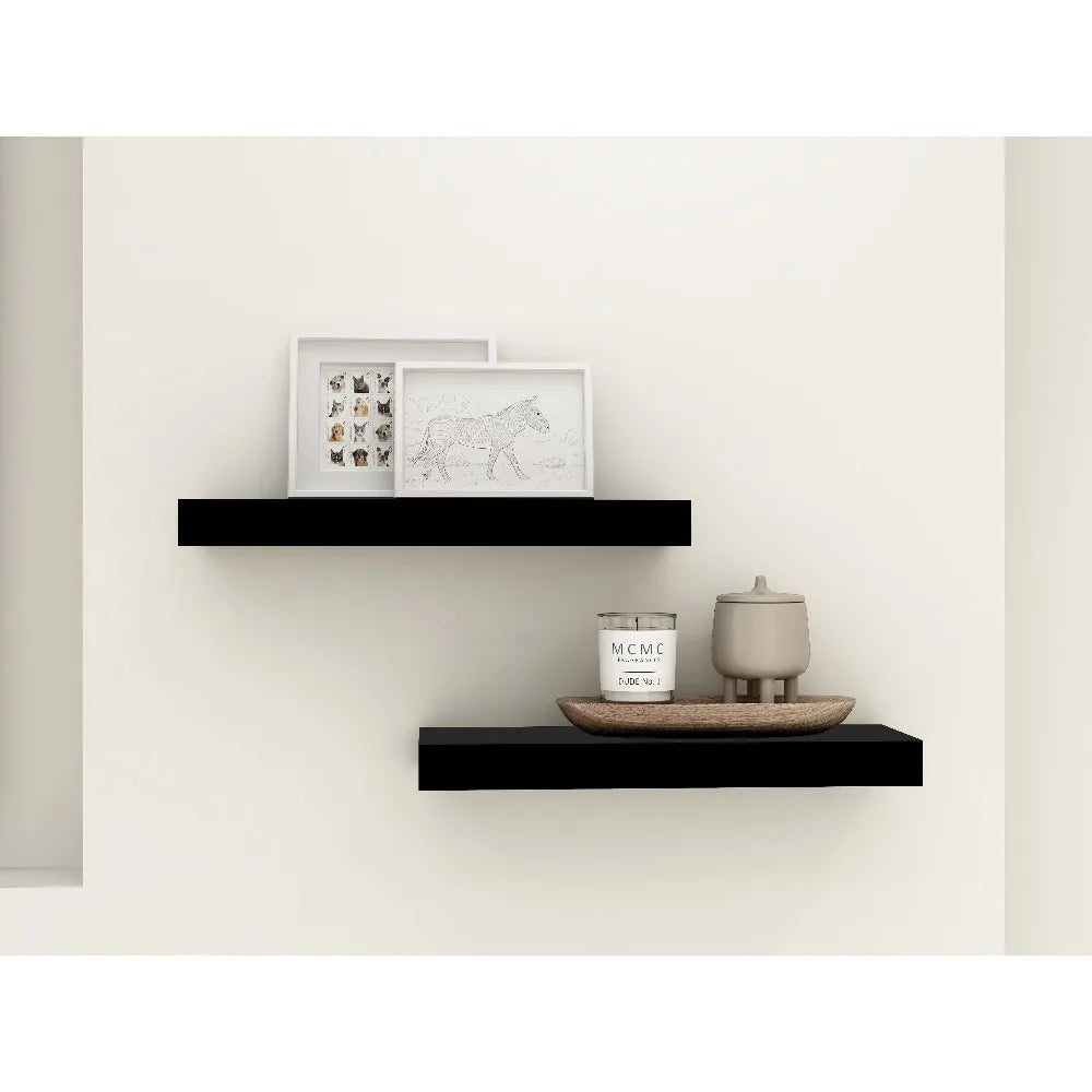 Black MDF Floating Wall Shelves