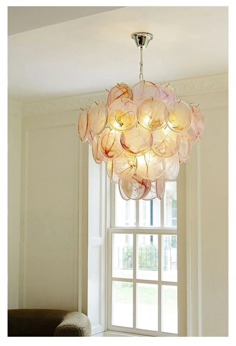 Murano-Style Pink Glass Chandelier