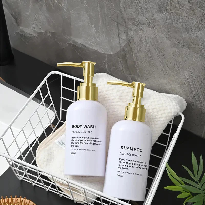 Refillable Shower Soap Bottles with Gold Pump, Shampoo and Conditioner Soap Dispenser for Bathroom Decor Upgrade