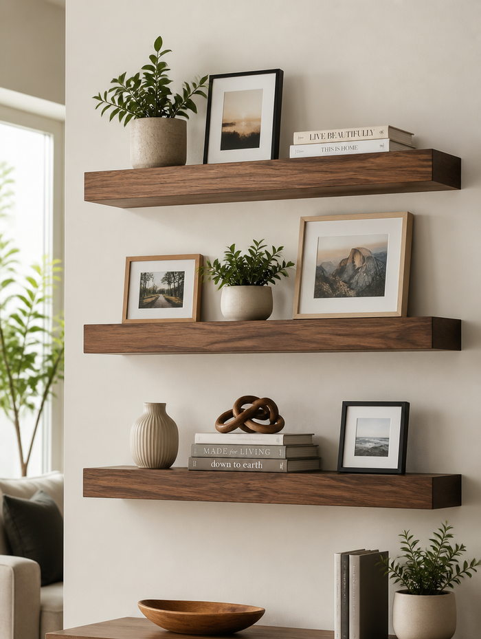 Floating Wood Wall Shelves