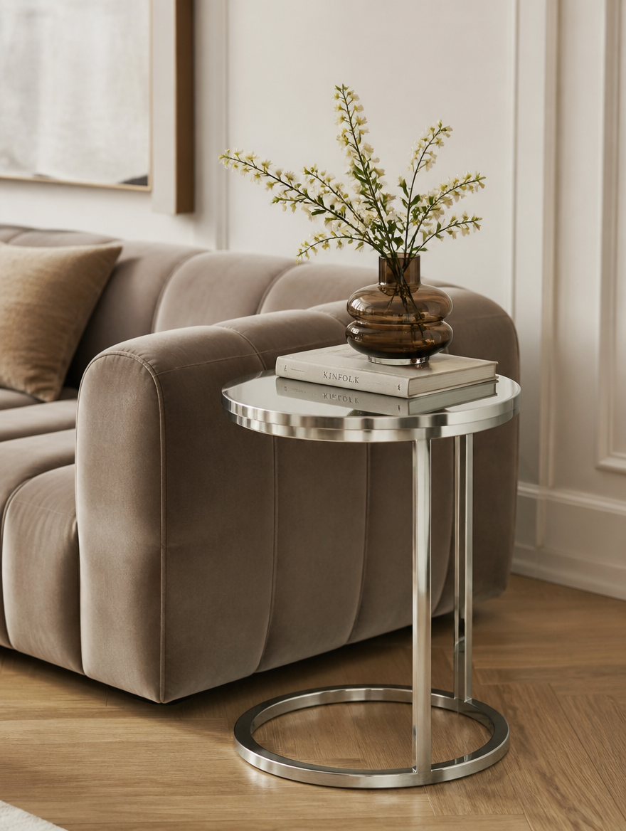 Stainless Steel Edge Table lifestyle