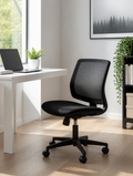 Armless office chair in minimalist home office