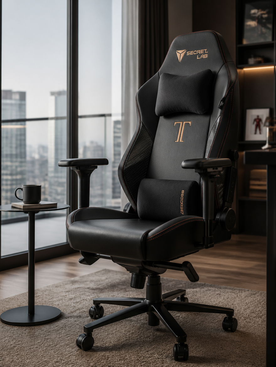 High back gaming chair in modern apartment