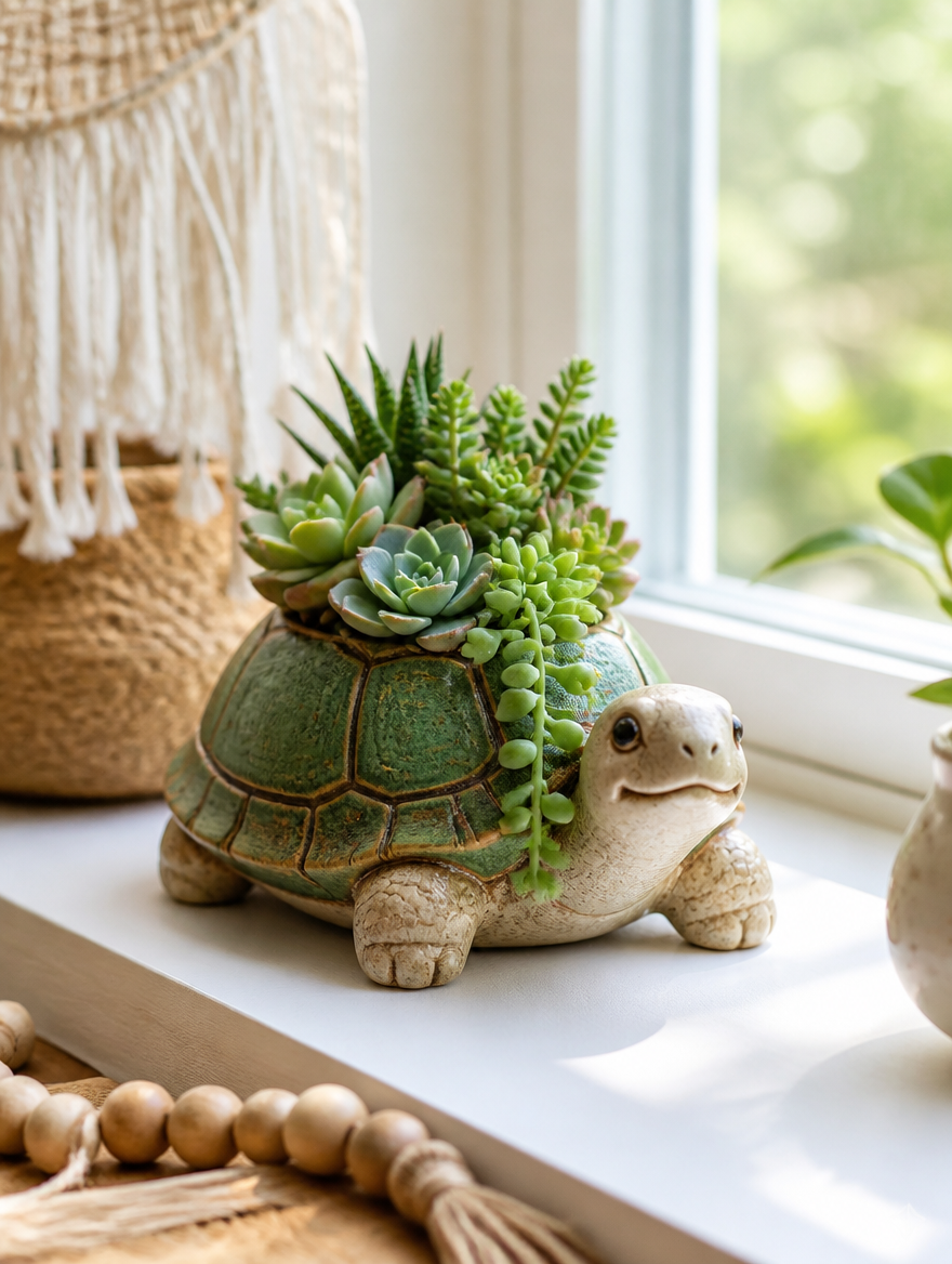 Garden Turtle Succulent Pot lifestyle photo 2