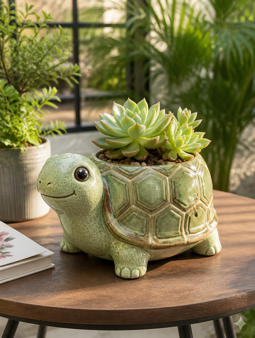 Garden Turtle Succulent Pot lifestyle photo 1