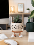 Character flower pot on modernized desk