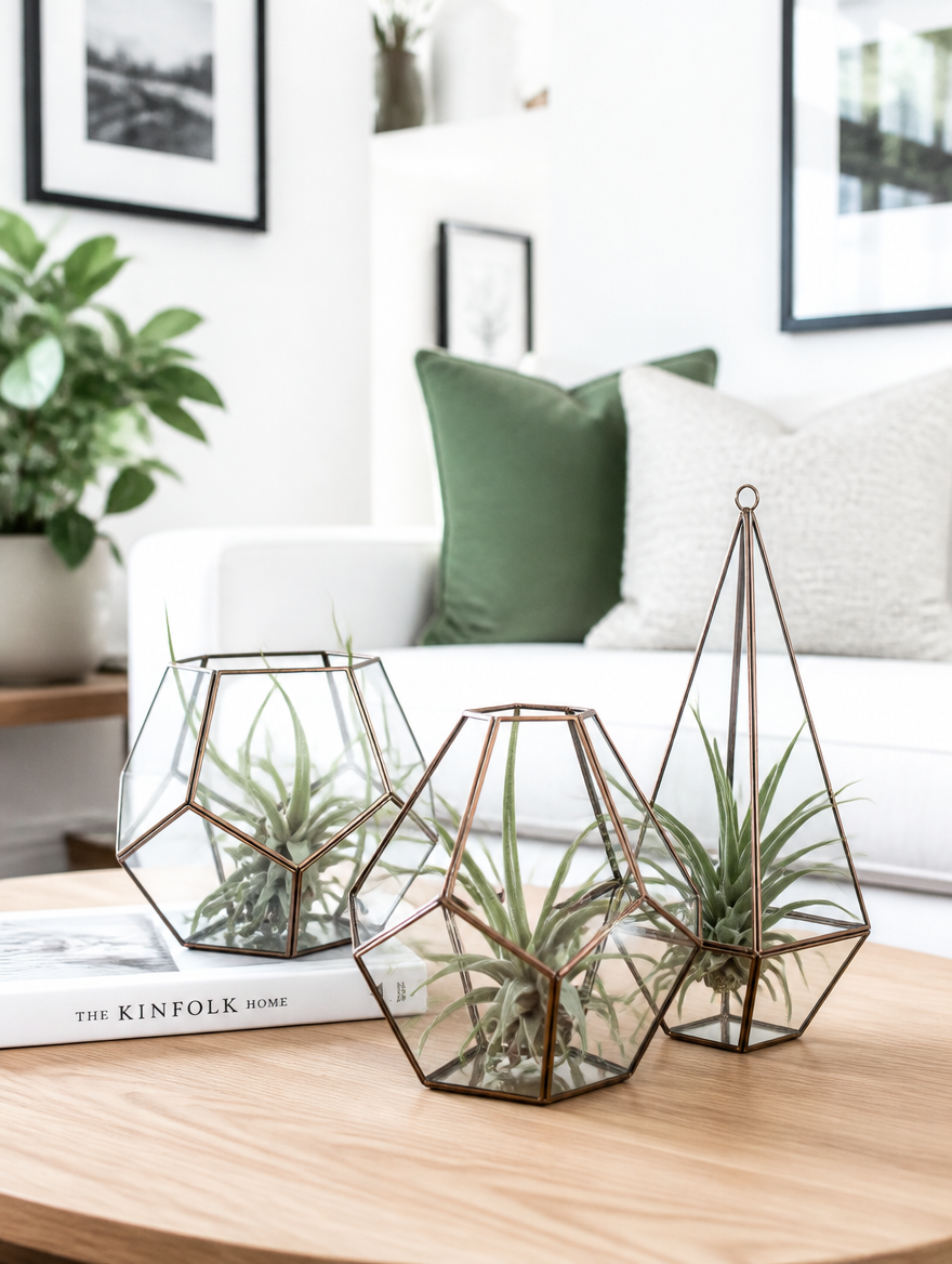 Air plant container on Scandinavian coffee table