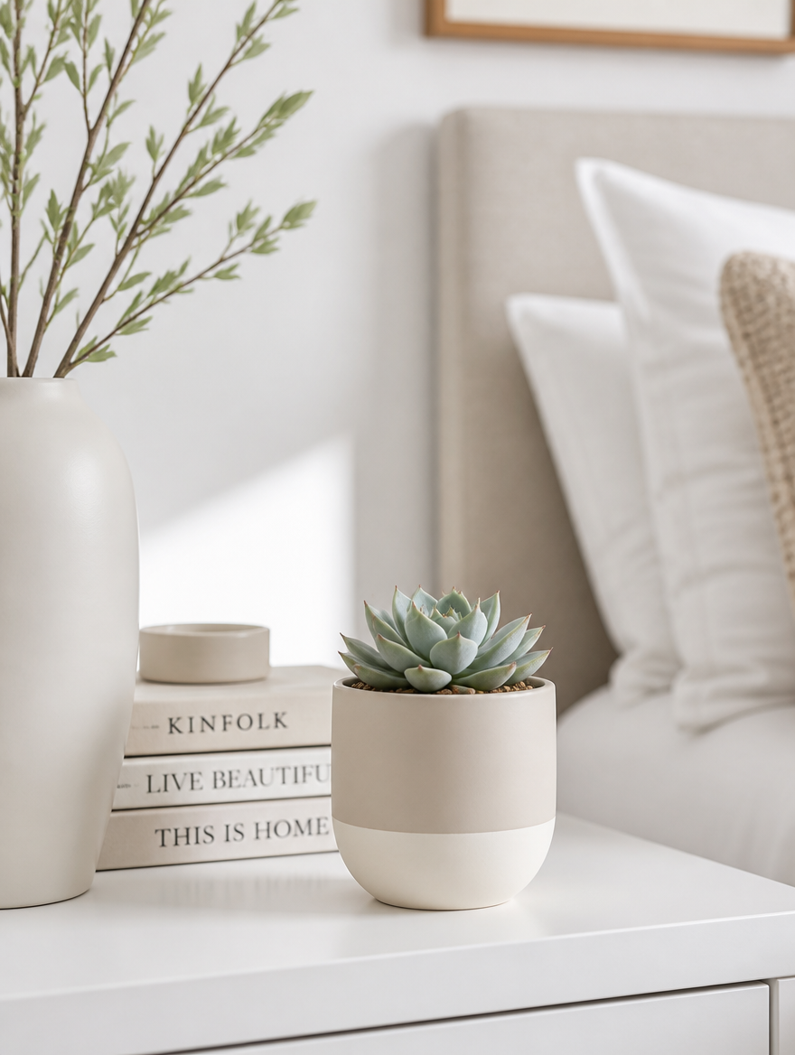 Mini Ceramic Succulent Planter in modern living room setting