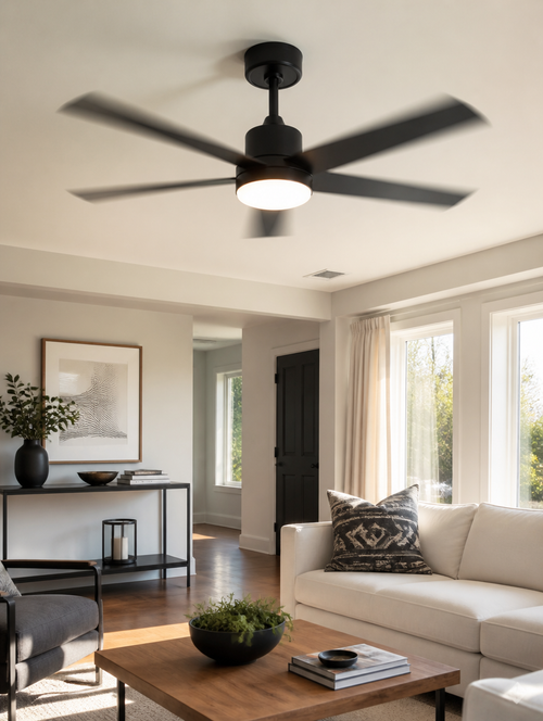 LED ceiling fan light in modern living room