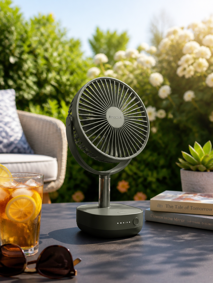WESTMERE BreezeCamp Portable Fan in backyard setup