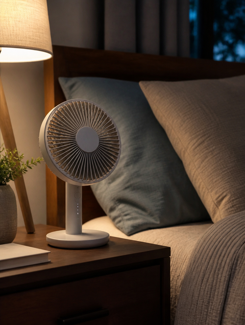 WESTMERE BreezeCamp Portable Fan at outdoor patio