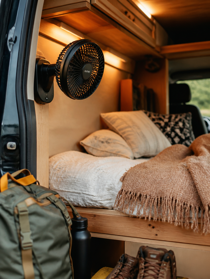 WESTMERE BreezeCamp Portable Fan in camper van