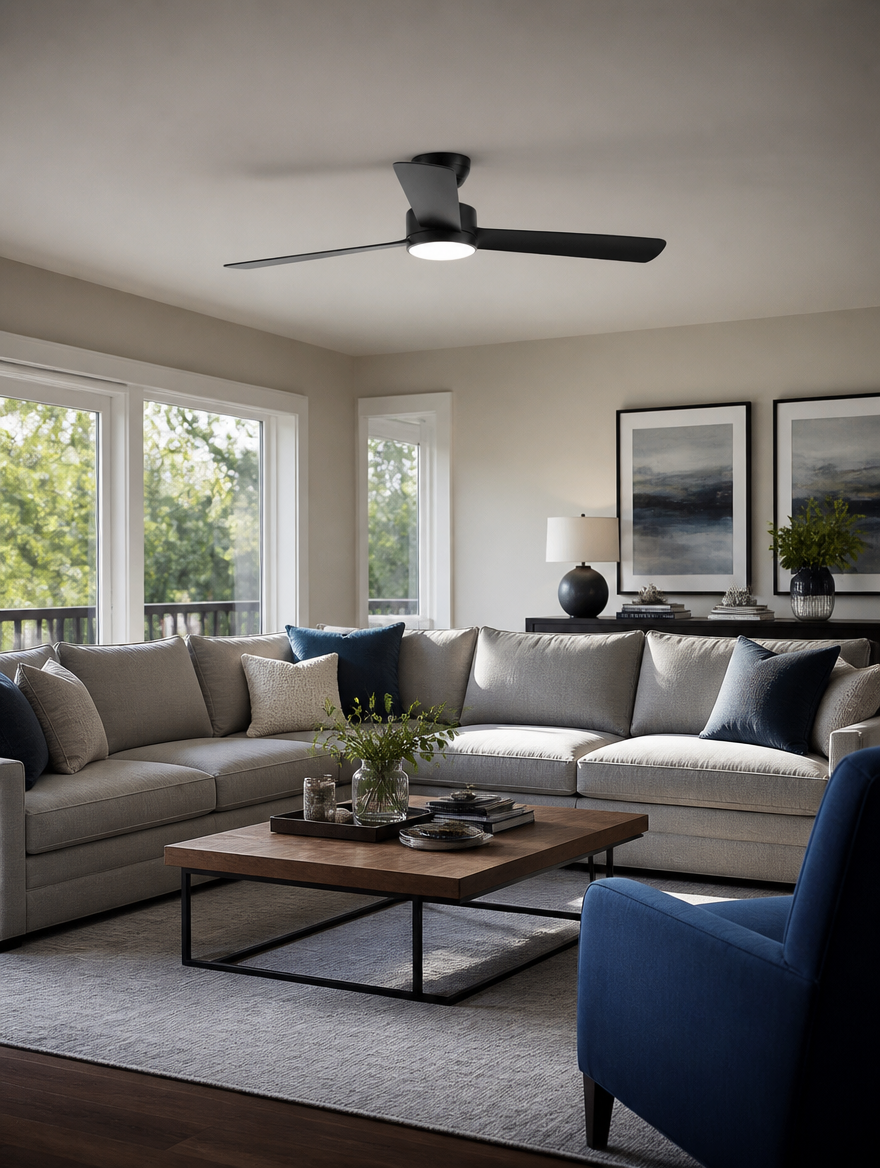 WESTMERE SlimLine Low-Profile Fan in living room