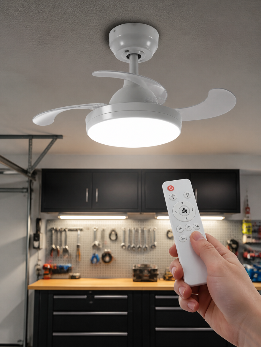 WESTMERE SocketBreeze E27 Fan Light in workshop