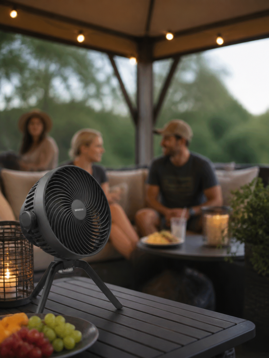 WESTMERE BreezeCamp Portable Fan under gazebo