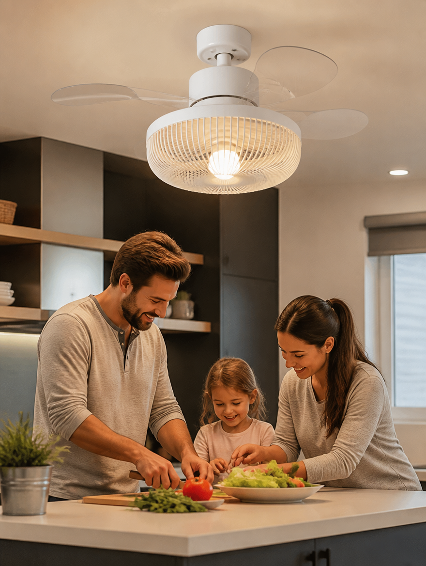 WESTMERE SocketBreeze E27 Fan Light in kitchen