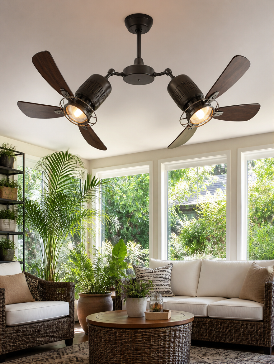 WESTMERE DualBreeze Socket Fan Light in sunroom