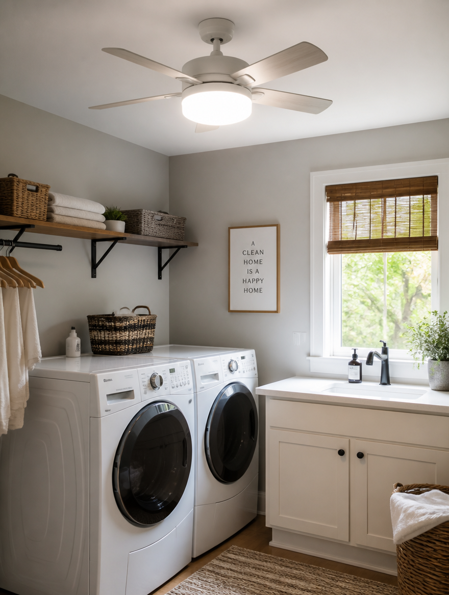 WESTMERE SocketBreeze E27 Fan Light in laundry room