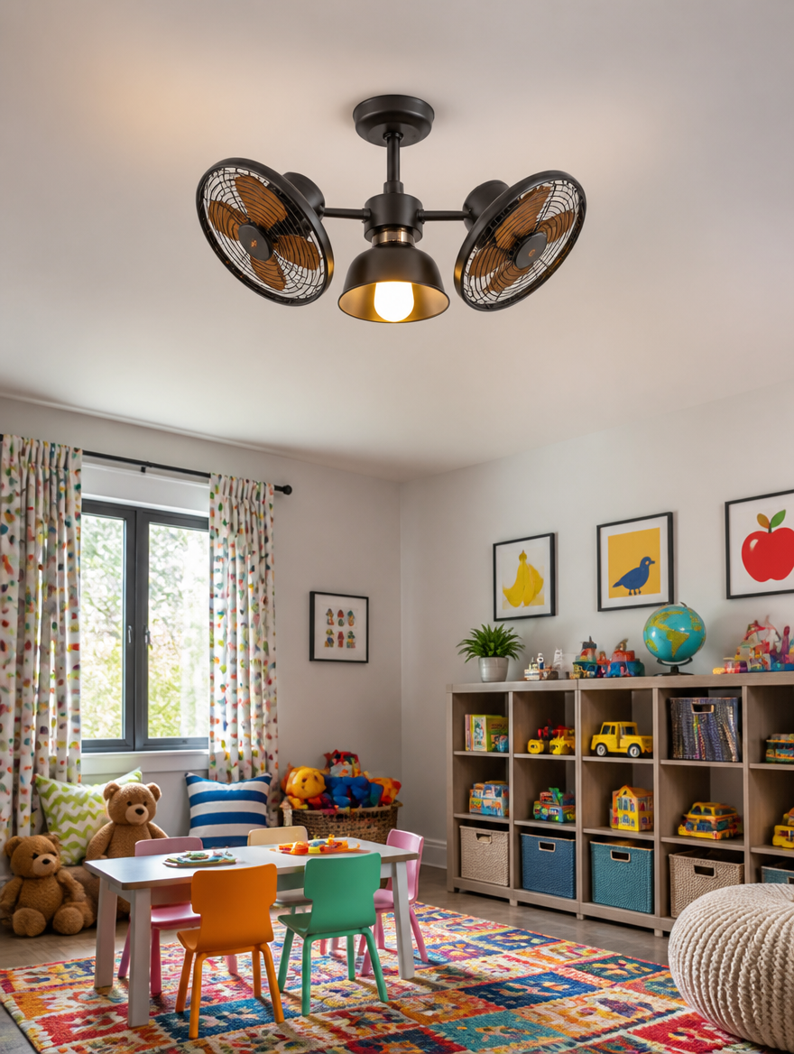 WESTMERE DualBreeze Socket Fan Light in playroom
