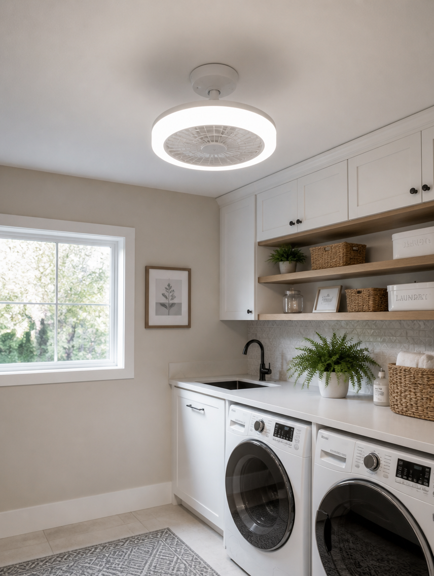 WESTMERE SocketBreeze E27 Fan Light in laundry room