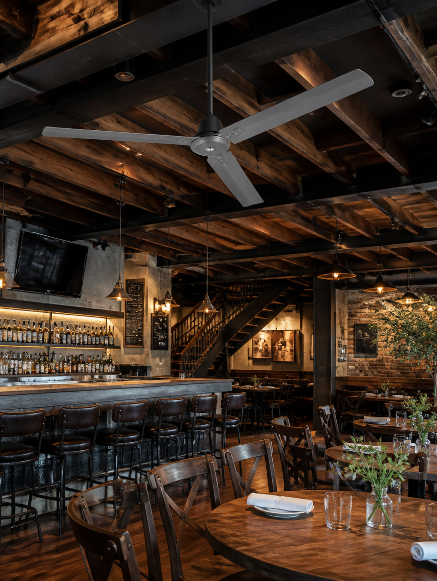 WESTMERE IronForge Industrial Fan in restaurant