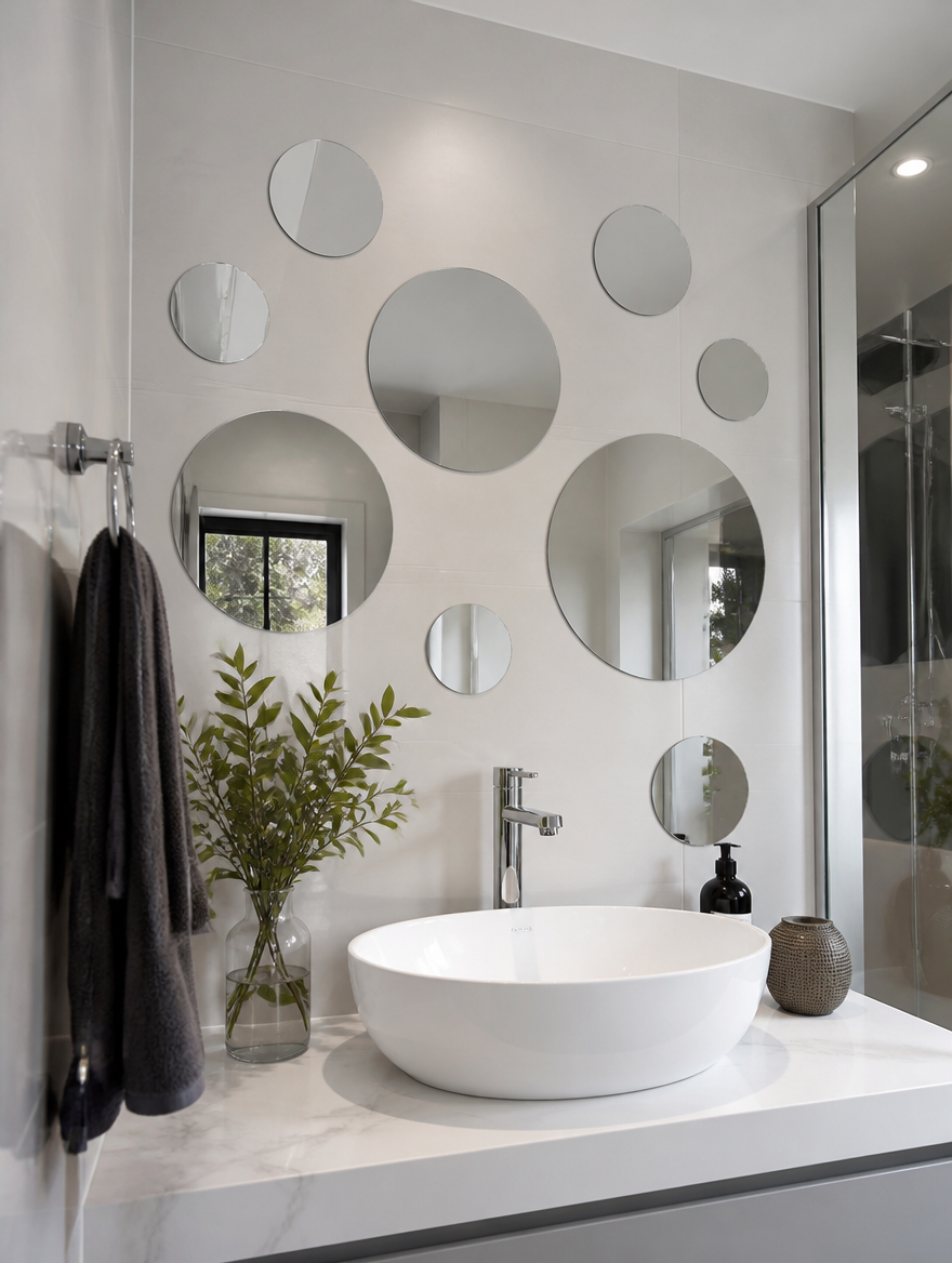 WESTMERE CircleMirror Wall Sticker Set in bathroom