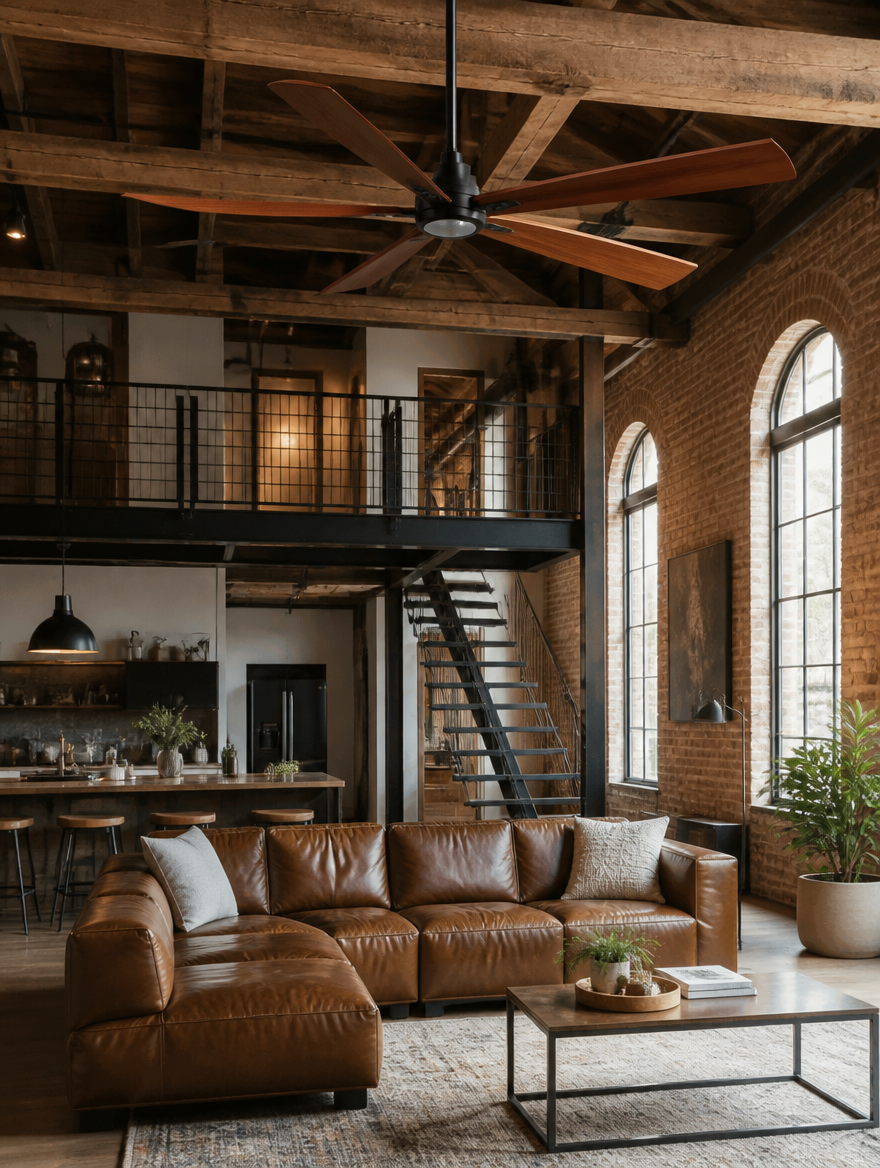 WESTMERE SlimLine Low-Profile Fan in industrial loft