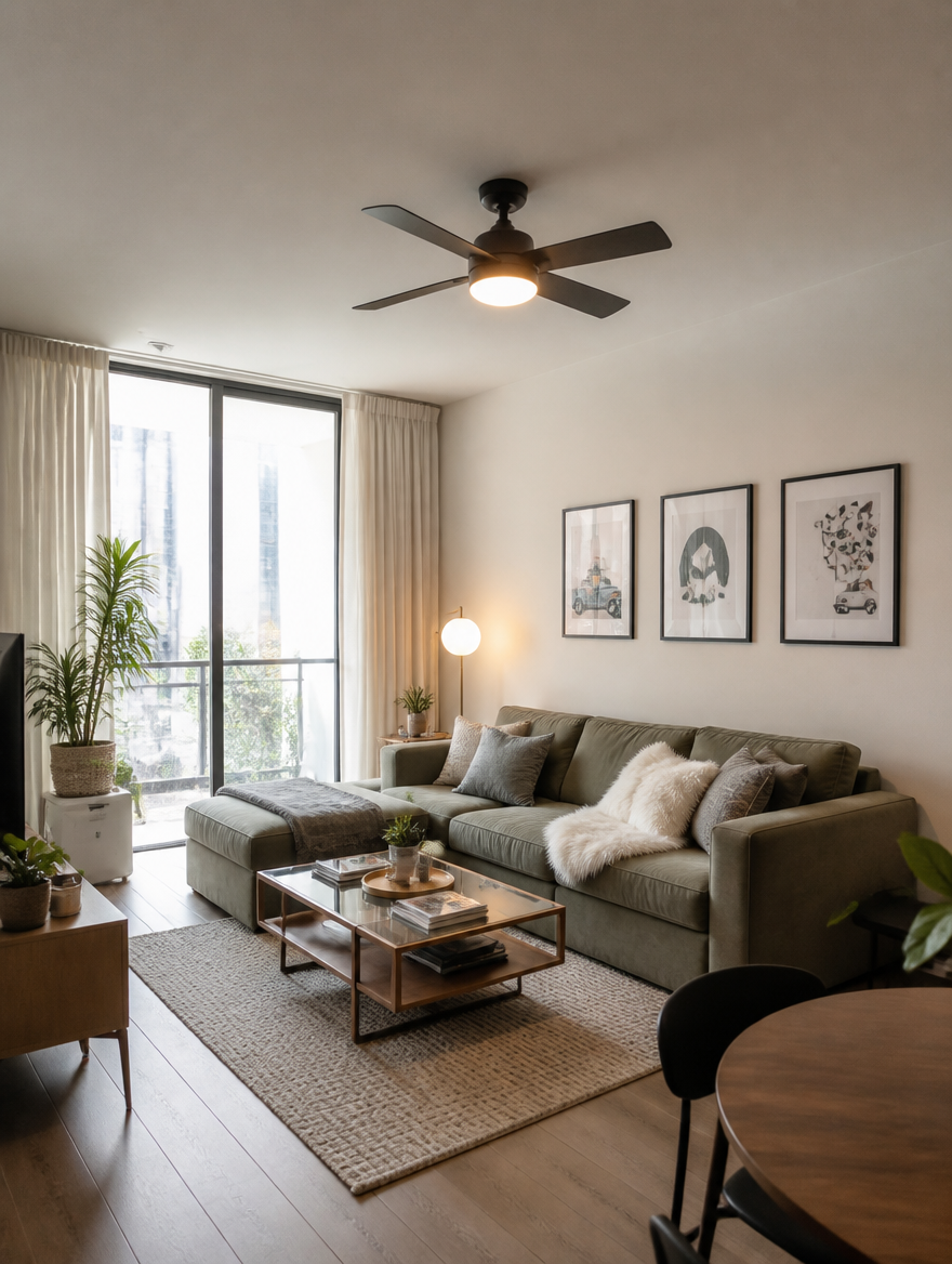 WESTMERE SocketBreeze E27 Fan Light in apartment living room