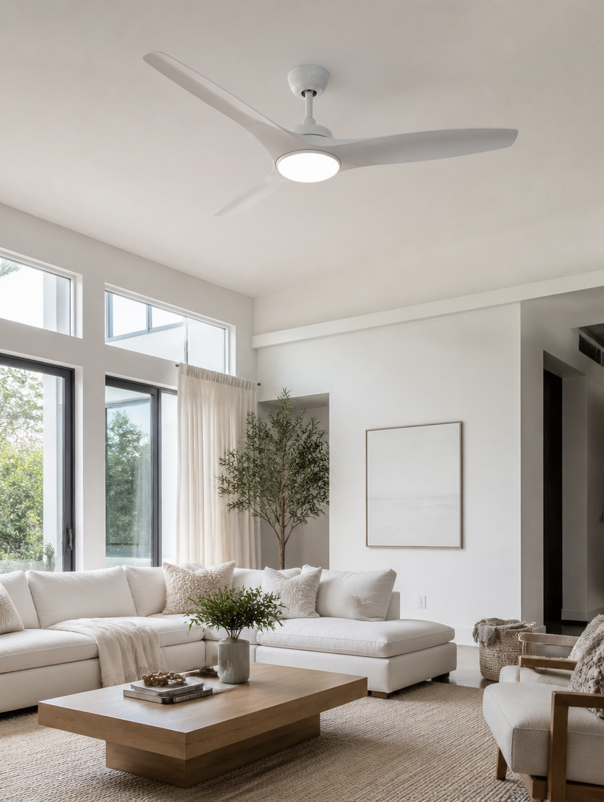 WESTMERE CleanAir Modern Ceiling Fan in contemporary living room