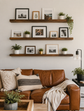 WESTMERE DriftLedge Floating Shelves in living room gallery wall
