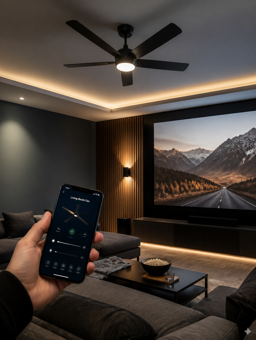 WESTMERE SmartWind Ceiling Fan in home theater
