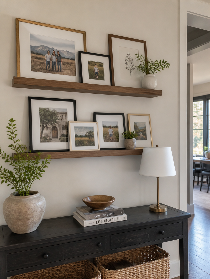 WESTMERE DriftLedge Floating Shelves in hallway entryway