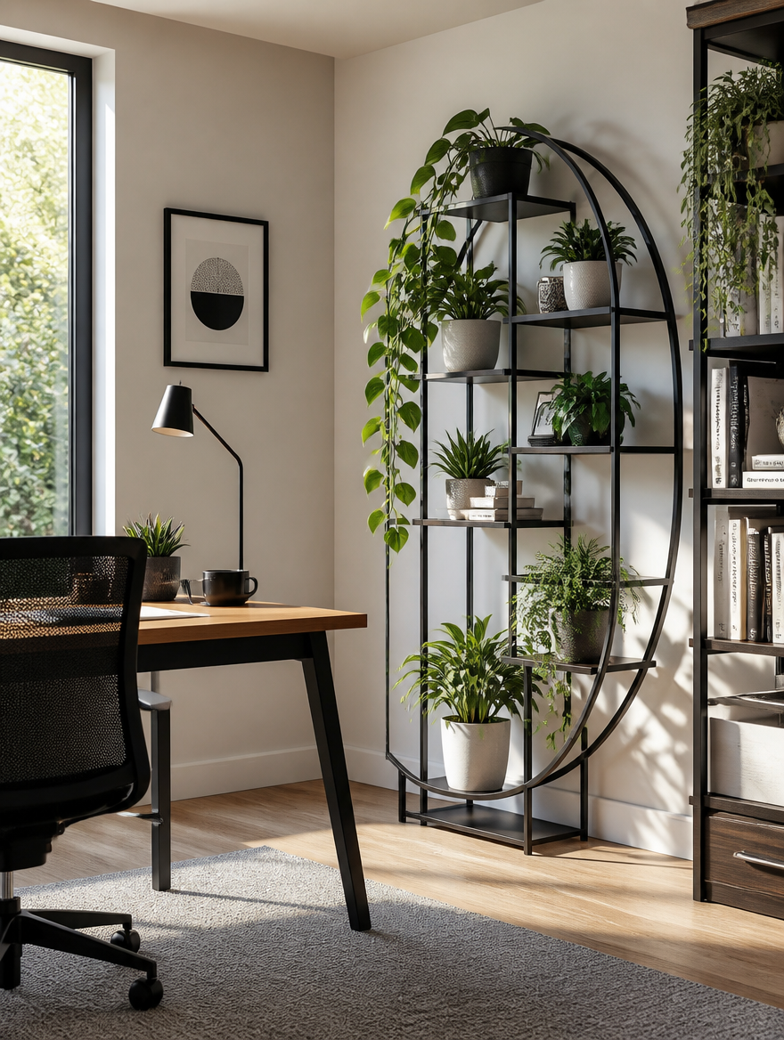 WESTMERE ArcStand Metal Plant Stand in home office