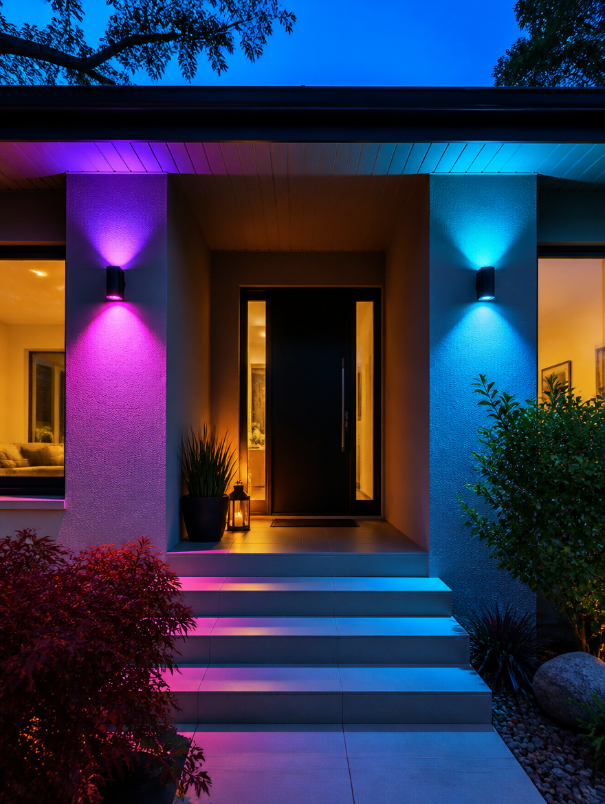 WESTMERE SpectraGlow RGB Wall Light on front porch