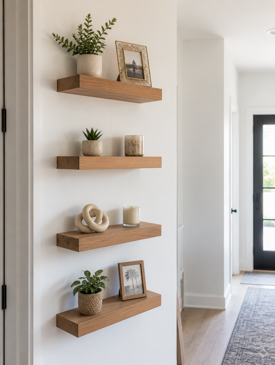 WESTMERE MiniLedge Floating Shelves in modern hallway
