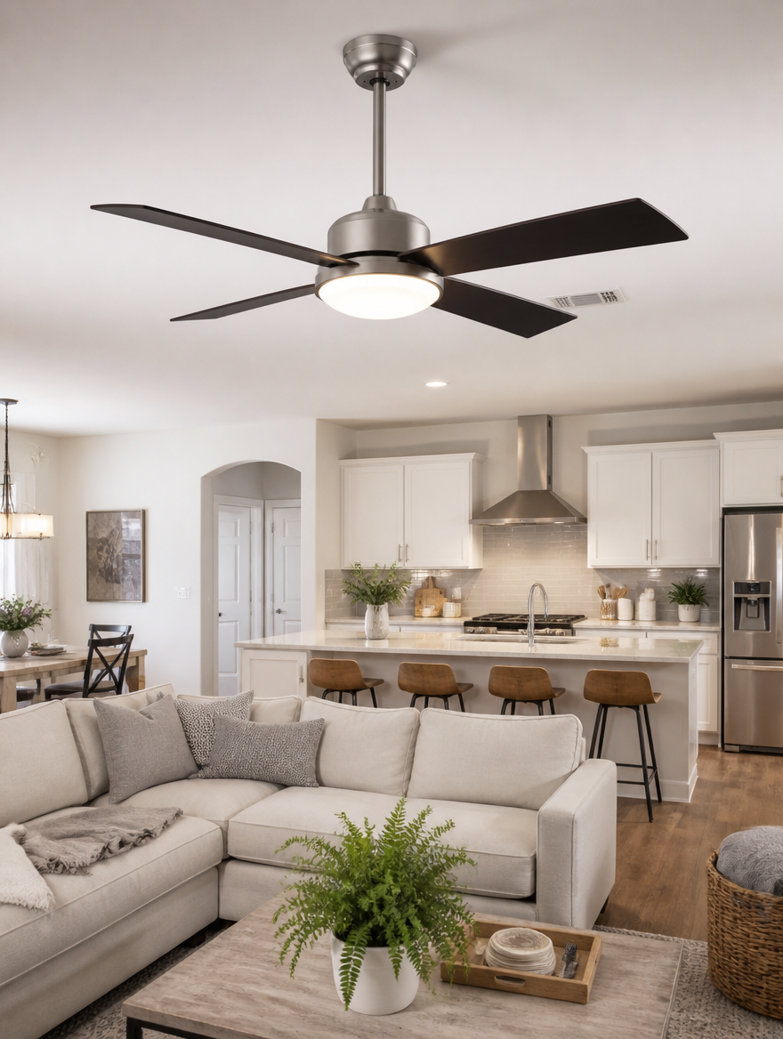 WESTMERE StealthAir Enclosed Fan Light in open kitchen