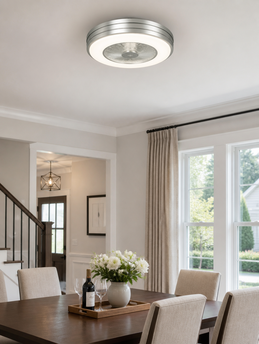 WESTMERE StealthAir Enclosed Fan Light in dining room