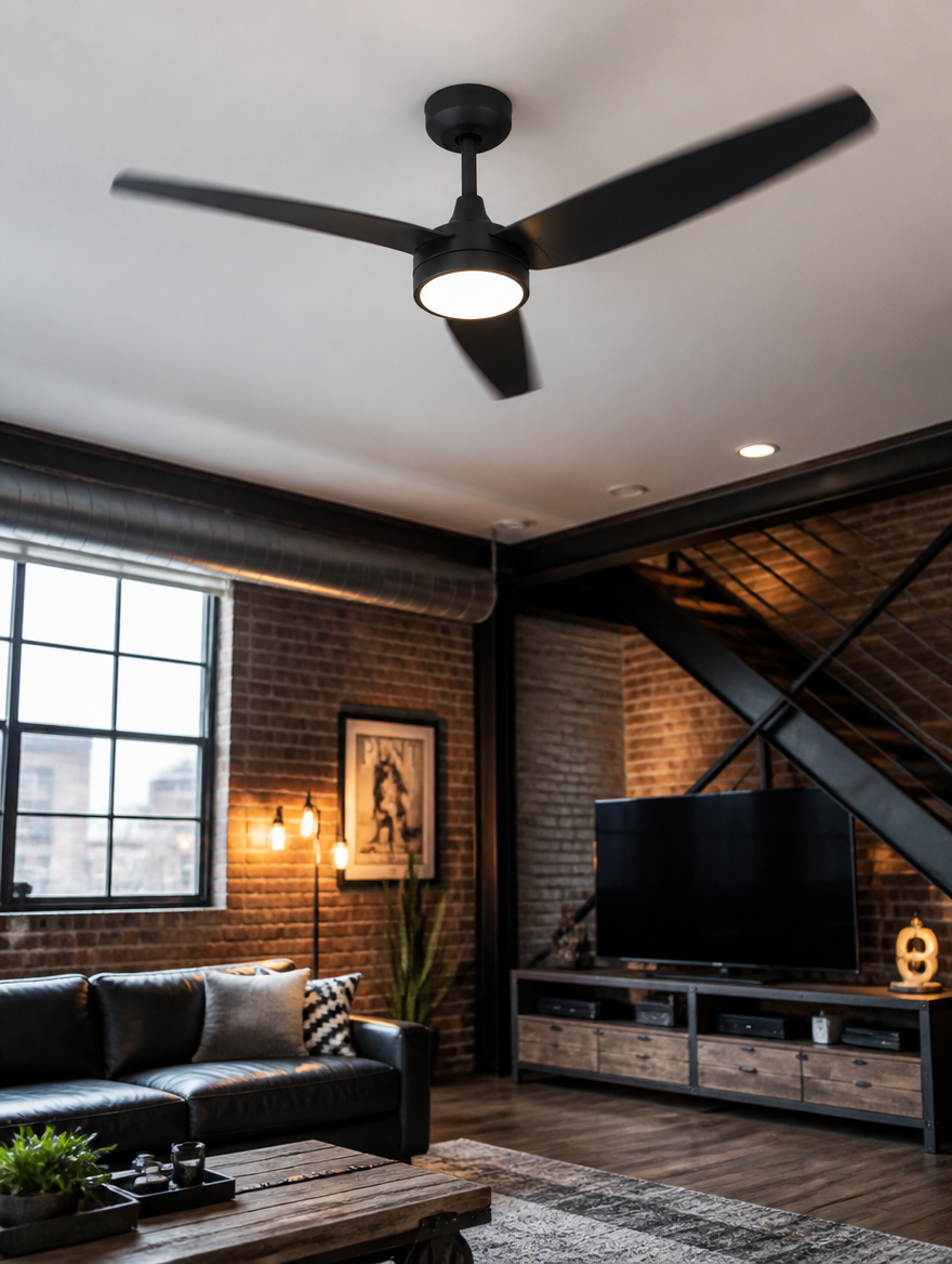 WESTMERE AirFlow Ceiling Fan Light in industrial loft